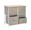 Linho / Natural Dresser Organizador Com 5 Gavetas Tecido Dresser Torre Para Quarto