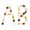 Moda - list AB Dangle Kolczyki dla kobiet Luksusowy projektant Kolorowe Diament Pearl Urok Kolczyk Vintage Czeski Perły Listy Biżuteria