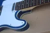 Guitare électrique à corps en frêne bleu transparent avec corps de reliure blanc, touche en palissandre, pickguard blanc, peut être personnalisée à la demande