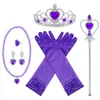 Girls Princess cosplay accessories 6pc set Crown+Fairy Stick+Necklace+Gloves+Ring+Eardrop Children party performance halloween jewelry C4685