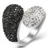 Nuovo moda di lusso inossidabile inossidabile inossidabile bling bling nero diamanta anello di dito band regi di fidanzamento per matrimoni per donne all'ingrosso