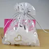 Heart designs Wedding Gift wrap bags Organza drawstring bags wholesale candy bags Jewelry package