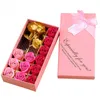 Artificial Soap Flower Petals 12pcs Box Roses Soap with Imitate Gold Foil Rose Flowers for Valentines Day Wedding Party