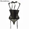 Beonlema See Through Red Hot Lingerie Corset Bra Riem Sexy Bloemen Kant Bustiers Charming Strappy Transparent Ondergoed Vrouwen Y19070201