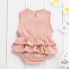 Newborn Rompers Kids Girls Summer Cotton Jumpsuit Baby Ruffle Sleeveless climbing clothes Infant Toddler Cute One Piece Clothing YP192