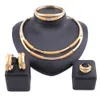New Dubai Gold Jewelry Sets Classic Necklace Bangle Earrings Ring for Women Wedding Bride Jewelry Set