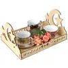 Eid Mubarak Hollow Dessert Tray muzułmanin Islam Ramadan Decorations Mubarak Diy Wooden Biscuit Dessert Tray Party Materpies244V