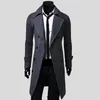 2016 Nya Mens Trench Coat Slim Mens Long Jackor och Coats Overcoat Dubbelbröst Trench Coat Män Vindskyddad Vinter Ytterkläder