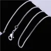 Best 925 sterling silver Plated 1MM box chain for women size 16 to 24inch DC07 NEW 925 silver plate Lobster Clasps Smooth Chains Necklaces