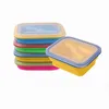 Bärbara Lunchkasser Silicon Kollapsibel Mikrovågsugn Lunchbox Bento Lunchkasser Folding Lunchbox Set Food Container Gratis frakt