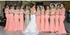 Peach Arabiska afrikanska billiga brudtärna klänningar Halva ärmar Plus Size Lace Mermaid Long Party BrideMaid Dress Maid Honor klänningar