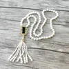 Red/Green zircon charm Pendant CZ Micro pave Connector,Natural Shell Pearl Beads Chain tassels Women Jewelry Necklace NK512