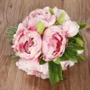 Haute qualité fleur artificielle toucher réel soie pivoine tête simulation bricolage mariage famille fête décoration clip