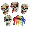 Brand Cool Skull Iron on Sequined Embroidery Applique Patches, Iron on Patches Applique for Clothes