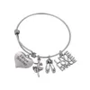 Cartas Pulseira Presente do Dia do Professor Presente Favor Charms Bangle Love Inspire Ensinar Pulseiras Charme Pingente Professor Jóias GGA2004