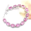 Bracelet à breloques en argent Luckyshine ovale rose topaze de feu bijoux nouveau pour les femmes Bracelet de fiançailles de mariage Bracelet 8 pouces