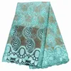 teal lace fabric 2019 high quality lace nigerian fabric for women dress african tulle with stones 5yards per piece