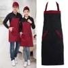 Couple Waterproof Halter Sleeveless Pockets Kitchen Cooking BBQ Overall Apron