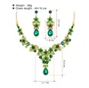 5 Colors Wedding Jewelry Water Drop Crystal Collarbone Chain Necklace Set Bridal Jewelry Pearls Luxury Bracelets Necklace & Earings