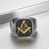 316 Rostfritt stål Högpolerad Freemason Masonic Rings Punk Gothic Christmas Party Gratis Mason Fashion Silver Gold Mäns Smycken Tillbehör