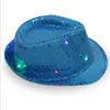 LED Jazz Hat Unisex Lantejoula Light Up Led Fedora Caps Dance Party Fancy Dress Chapéus chapéu de Hip Hop Moda Verão ao ar livre snapbacks TLZYQ1172