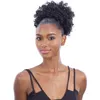 Verscheidenheid Paardenstaarten Krullend Bladerdeeg Trekkoord Paardenstaart Korte Afro Kinky Krullend Paardenstaart 8 Inches 2clips in Elastische Updo Menselijk Haar Chignon Bun 120g