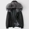 ウサギの毛皮のコートパーカー冬のジャケットフーディーズメンズ衣類本物の毛皮ジャケット濃い暖かいアウターウェアオーバーコートウインドブレーカー
