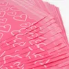 20 шт. 28 * 38 + 4см розовая любовь самоклеящийся полиэтильщик розовый поли добыча почтовый конверт пакеты пластиковые экспресс курьерские сумки