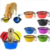 여행 접을 수있는 애완 동물 개 고양이 먹이 그릇 물 접시 피더 실리콘 접이식 9 색 무료 배송 DHL