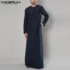 Roupas étnicas INCERUN Árabe Islâmico Kaftan Masculino Com Zíper Manga Longa Robes Coloridos Roupas Muçulmanas Abaya Arábia Saudita Thobe Vestido Caftan 2021 5XL