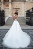 Ucuz Artı Boyutu A-Line Gelinlik Sheer Boyun Dantel Aplikler Tül Gelinlik Gelinlikler Robe de Evlilik Vestidos De Novia
