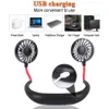 Draagbare USB-oplaadbare ventilator Hands-free Lazy Neck Hanging Dual Cooling Mini Fan Sport 360 Graden Roterende Opknoping Fan OOA8109