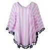 Kvinnor Striped V-Neck Cloak Topps Tassel Sjal Casual Tees Maternity Kvinnor Sommarkläder T-shirts Toppar Cape Ljja2889