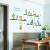 Potted green plant cat Nordic fresh and modern porch door restaurant bar background decoration wall stickers