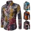 Camisas de tamanho grande homem de linho camisa de manga comprida estilo retro havaiano blusas florais fid fit homens roupas 3xl 4xl 5xl