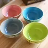 Colorful Four Seasons Japanese Rice Bowl Hand Painted Floral 4.5 inch Ceramic Dinnerware Pink Blue Grey Green