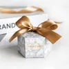 Geschenkwikkel Europe ZEXAGON STIJL Candy Box Wedding Gunsten papieren dozen met lint baby shower verjaardag geschenken tas feestbenodigdheden1