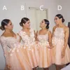 Bridesmaid Dresses 3D Floral Lace Tulle Tea-length Bridesmaid Dresses for Junior Wedding Party Guest Gown Maid of Honor Custom made BD9024
