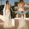 Sexig strand sjöjungfru bröllopsklänningar spaghetti rem tulle spets applique backless lång bröllopsklänning boho brud klänning vestidos de soiree