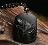 Colgante de tótem de lobo de obsidiana mexicana Natural, joyería de cristal para hombres y mujeres, colgante de cabeza de lobo para hombres dominantes