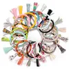 21 Styles of Creative PU Leather Bracelet Key Chain Round Piece Pendant Women039s Leather Bracelet DHB4523817625