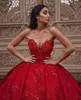 Удивительные красные роскошные вечерние платья с длинным шлейфом милая кружева блестками выпускные платья 2020 топ модельер платье на заказ