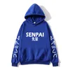 Ny vinter anime senpai design print fleece män hoodies sweatshirts män kvinnor streetwear rolig svart hoody man vinter kläder