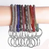 9 color Silicone Diamond bracelet Women Wrist Key Ring Wristband Chain Wrist Wrister Wristlet Car keychain Wrist