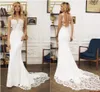 O-Neck Appliques Lace Mermaid Wedding Gown with Small Train Sexy Bride Dress Back See Through Boho Wedding dress