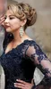 Long Sleeves Navy Blue Evening Dress Mermaid Applique Lace Women Lady Wear Prom Party Dress Formal Event Gown Mother Of The Bride 8929991