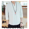 Mannen Solid Casual T-shirts Streewood White Chinese Stijl T-shirts Mens Drie Kwart Mode Mannelijke T-shirt