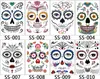 Facial Makeup Tattoo Stickers Halloween Christmas Party Stage Props Art Face dress up Day of The Dead Skull Temporary Tattoos Sticker