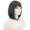 Shuwen Center Parting Bobo Sintético Perucas de Cabelo Sintético 14 polegadas Simulation Human Hair Wig Perruques de Chaveux Humanos Straight Peluca SW-Wig-15