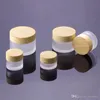 Frosted Glass Jar Cream Bottles Round Cosmetic Jars Hand Face Packing Bottle 5g 10g 15g 30g 50g With Wood Cover